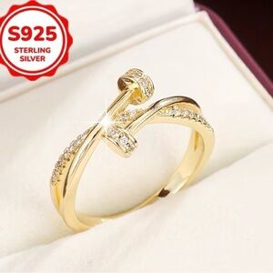 Private Label Gold Crystal Cross Wrap Ring